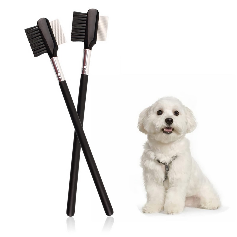 Pack of 2 Tear Stain Removal Comb YUTOU Double-Sided Dog Eye Comb Tear Stain Remover Comb Eyelash Brush Grooming Comb Dog Flea Combs for Small Cats Dogs Remove Crust and Mucus