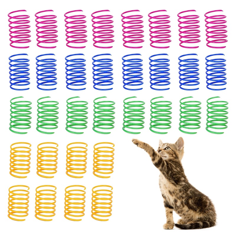 Pack of 32 spiral cat toy spiral, 4 colors cat spiral toy, funny cat spiral toy, interactive cat spiral cat games, cat spiral spring relieves boredom at home