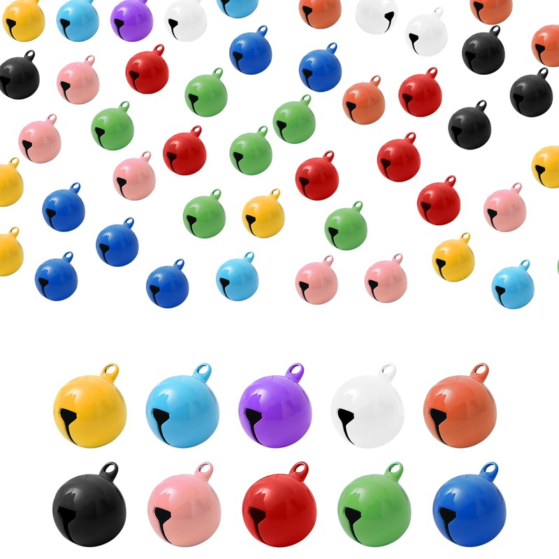Pack of 60 bells, small bells for crafts, colorful small bells with eyelet, small bells, bell pendant Christmas for DIY jewelry, Christmas pet bells 14 mm