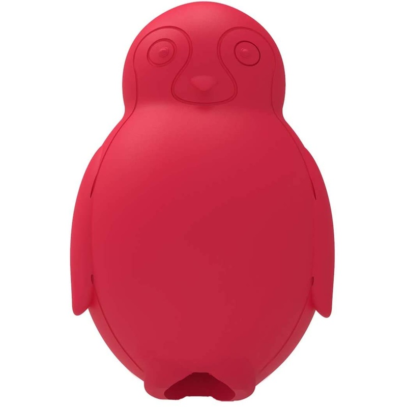 Penguin Dog Chew Toy Freezable Fillable Treats Chew Toy Natural Rubber Interactive Puzzle Game Dog Toy for Small Medium Dogs Fun for Hunting and Fetching Red