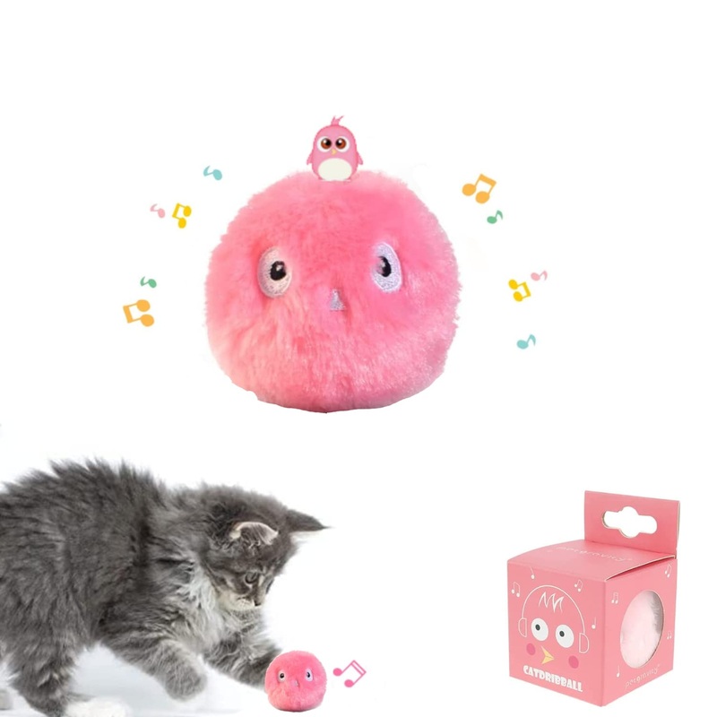 PUPPBUDD Cat Toy with Catnip, Interactive Electric Cat Ball with Noise, for Cats to Play Pink