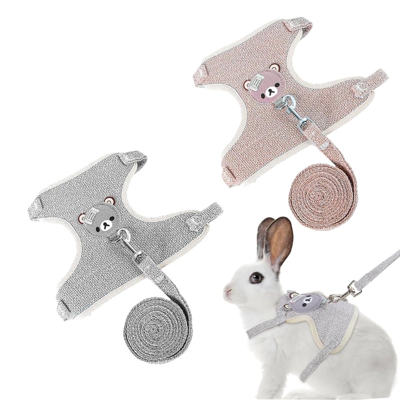 Rabbit Leash Dwarf Rabbit, Pack of 2 Adjustable Leash for Rabbits, Breathable Vest Harness, Rabbit Harness, Rabbit Harness, Rabbit Harness for Small Animals, Rabbit, Hamster, Cat, Outdoor
