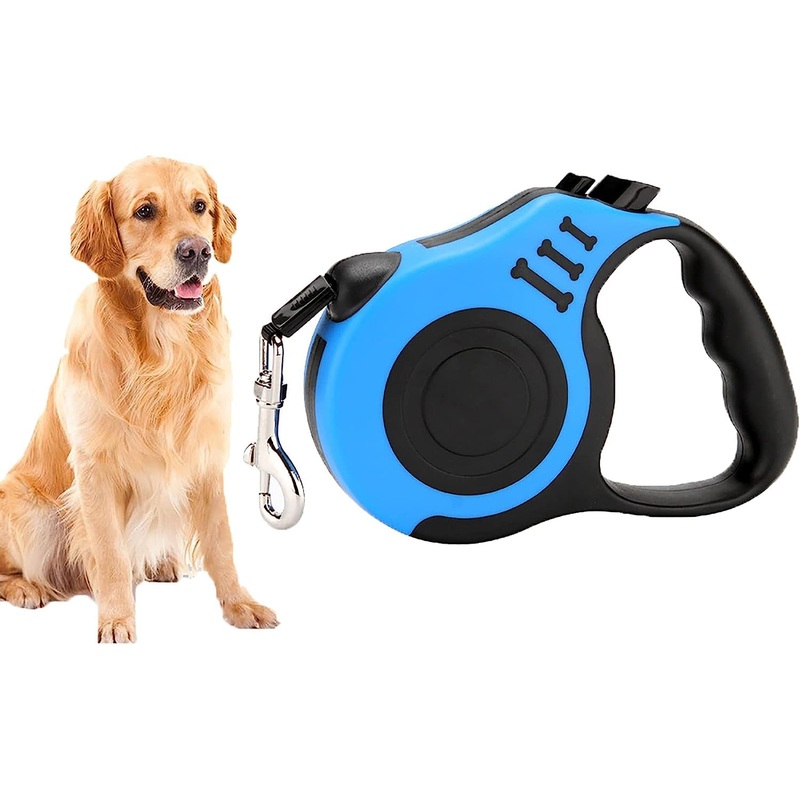 Retractable leash with anti-slip handle, retractable leashes for dogs with non-slip, tangle-free extendable dog leash, durable dog harness leashes, dog leash, reel leash, flexible leash, retractable 5m