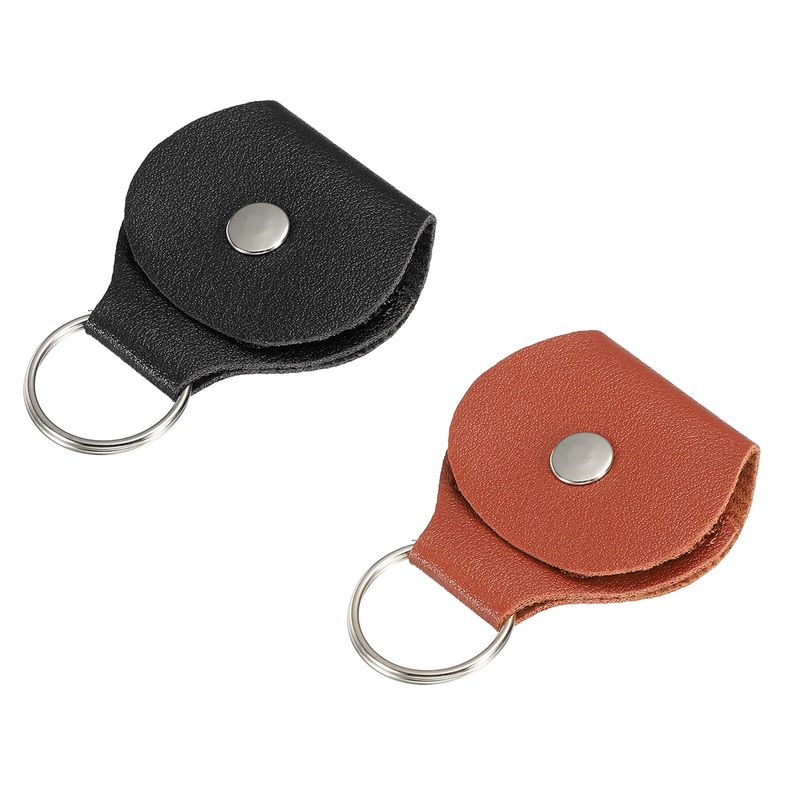 sourcing map Pick Holder Case Faux Leather Black and Brown for Guitar Pack of 2