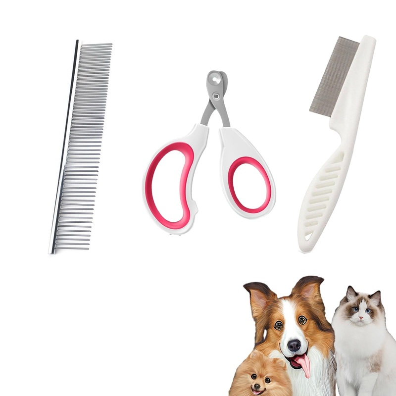 Stainless Steel Pet Grooming Comb Pet Comb Claw Scissors Cats Professional Cat Nail Scissors Claw Scissors for Cats & Dogs, Removes Knots Dogs Small Cats Claw Trimmer