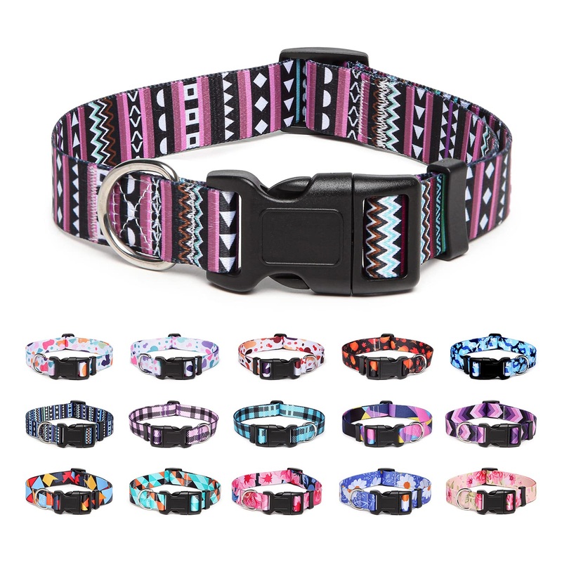 Suredoo Dog Collar Adjustable Soft & Comfortable Nylon Dog Collar for Small Medium Large Dogs Puppies Cats (M, Purple) M (Neck Circumference 33-55 cm, Width 2 cm)