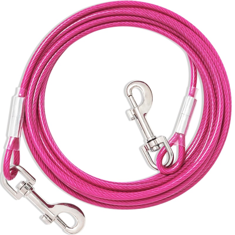 Tie Out Leashes for Dogs, 3/6/9/15m, Tie Out Cables for Dogs Yard Leash, Yard Leash for Medium to Large Dogs (Rose Red, 3m) 3m Rose Red