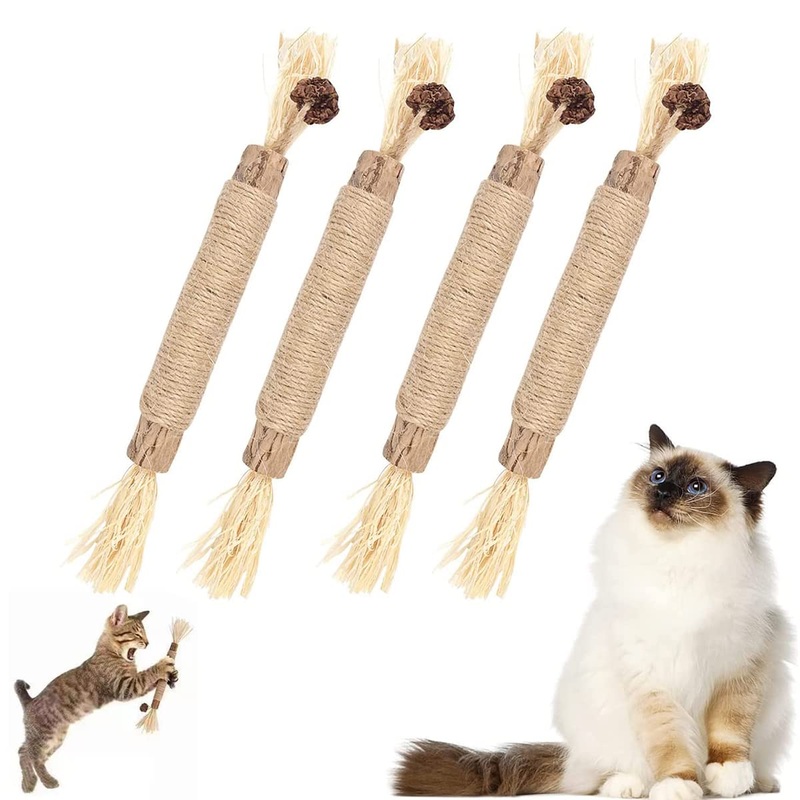 Tsathoggua catnip sticks, 4 pieces catnip toys, interactive cat toy, cat toy, cat toy for removing tartar, refreshing breath, organic interaction cat grass