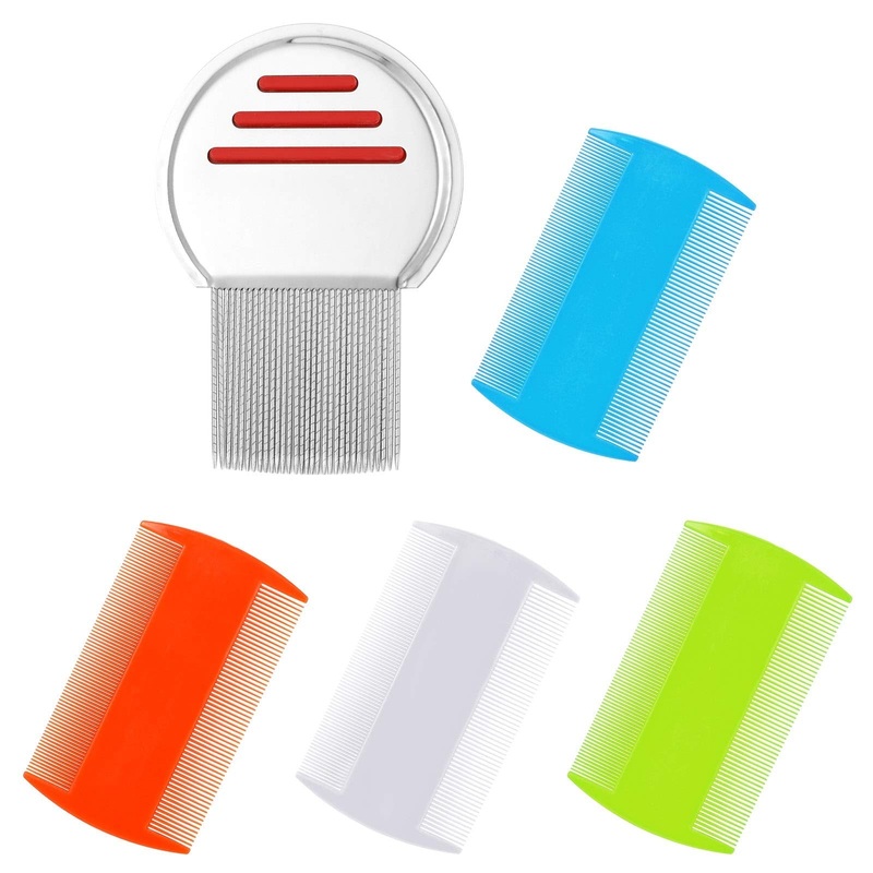 upain Pack of 5 Lice Combs Plastic Double-Sided Nit Comb Metal Teeth Flea Comb Lice Combs Extra Fine for Cats People Dogs for Removing Dandruff Hair Stain Nit