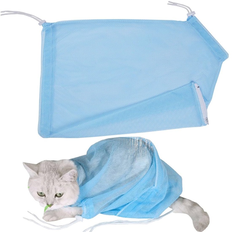 USTNIR Cat Bathing Bag, Cat Grooming Bag, Cat Shower Bag, Anti-biting Anti-scratching Restraint Bag Adjustable Multifunctional for Bathing, Nail Trimming, Ears Clean