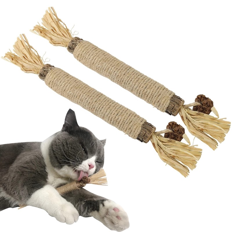 ZLXFT Catnip Sticks for Cats, Matatabi Cat Chew Toys, Matatabi Stick Cat Sticks, Matatabi Chew Sticks as Cat Toys, Chewing Wood Cat Catnip Sticks 2pcs
