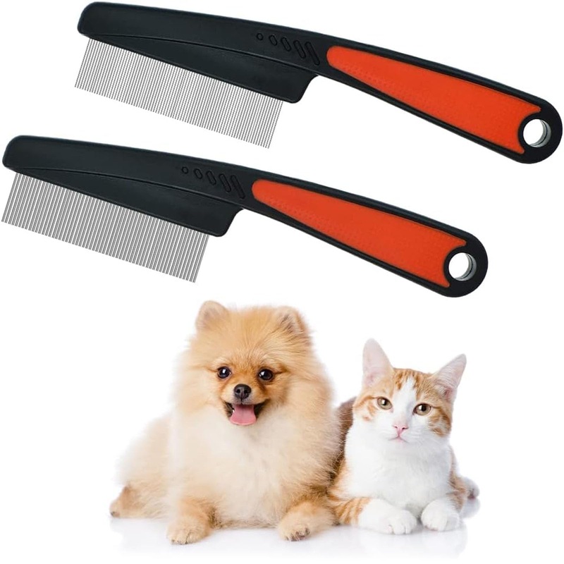2-piece flea comb for cats, flea comb, flea comb for dogs, lice comb, flea comb, cat comb, pet comb, professional flea comb, stainless steel lice comb, dust comb for cats and dogs
