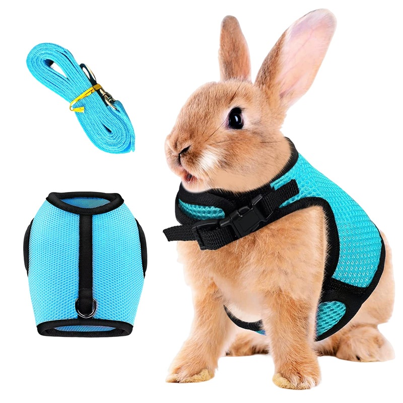 Adjustable Soft Rabbit Harness Mesh Rabbit Harness Rabbit Small Animals Harness Elastic Towline Buckle Breathable Mesh Vest Small Animals Kitten Pet Rabbit Walking (M)