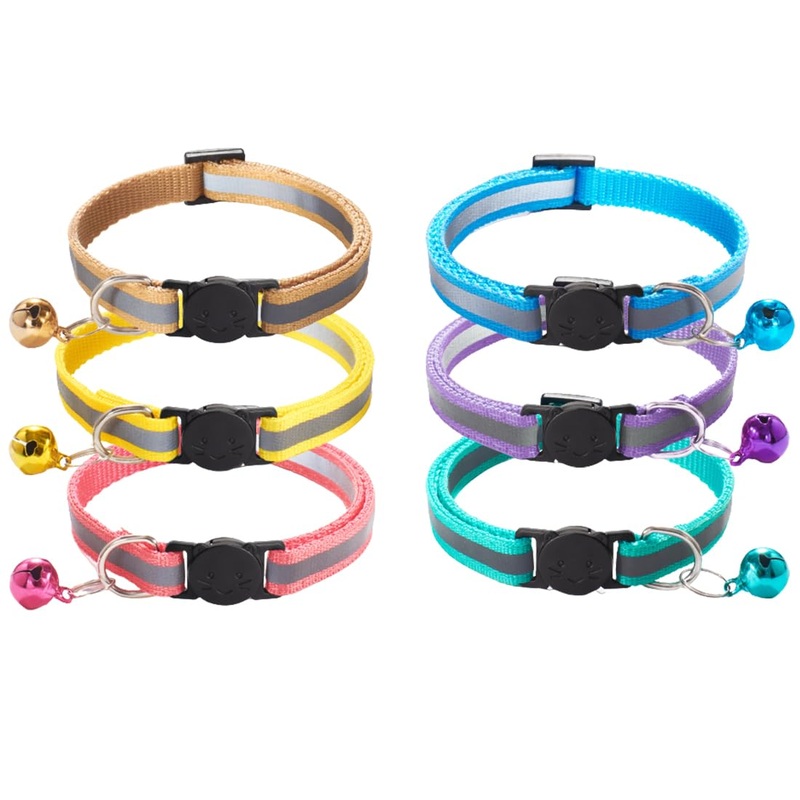 ASYKNM Pack of 6 Safety Cat Collars with Quick Release, Reflective Kitten Collars with Bell, Cat Collar Reflective