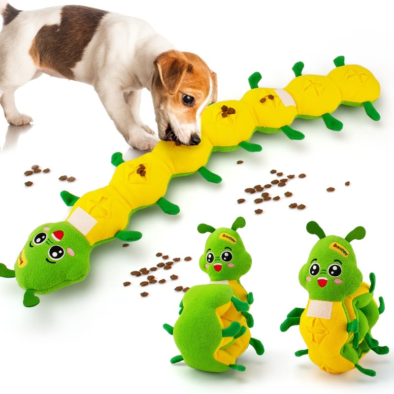 beetoy Dog Puzzle Toy, Caterpillar Sniffing Dog Toy Interactive Squeaky Soft Plush Teething Toy for Boredom Puppies