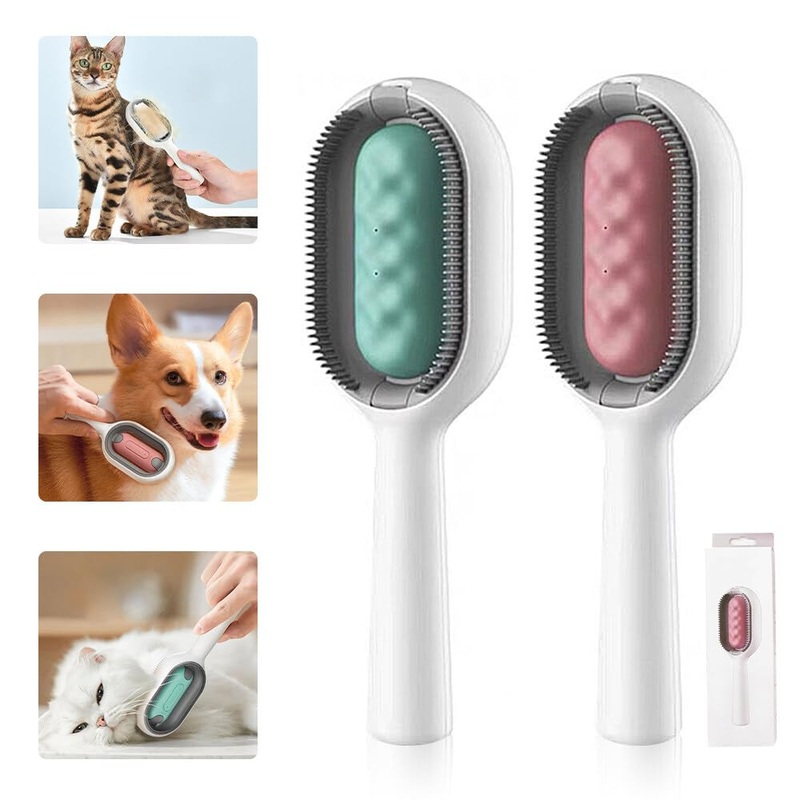 Cat brush with water, 2 pieces pet hair removal comb with water tank, pet dog brush, cat brush long hair, undercoat cleaning brush for pet hair, pet hair brush for dogs and cats