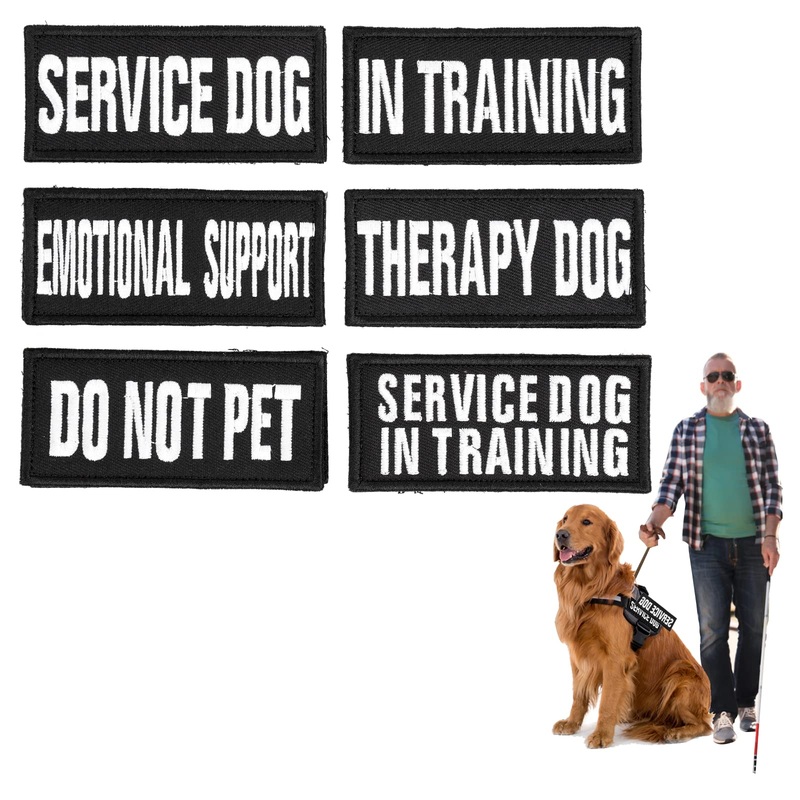 Cobee Dog Embroidered Tactical Patches for Dog Harness, 6pcs Dog Vest Removable Tactical Magic Sticker Patches for Service Dog Badges in Training