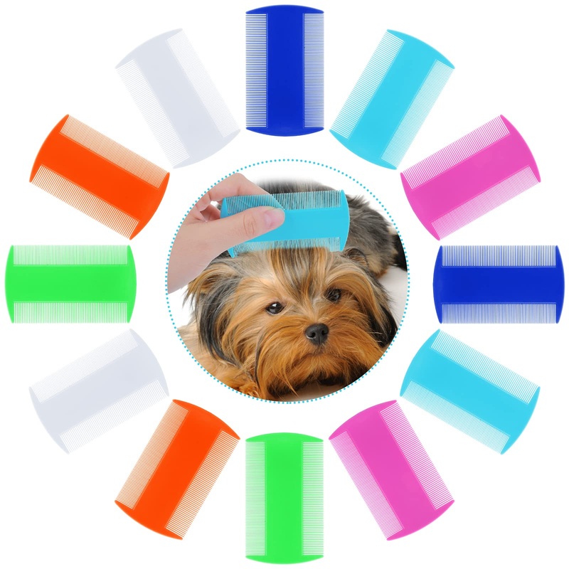 Cobee Flea Lice Comb Set for Dogs, 12 Pieces Cat and Dog Grooming Comb Double-Sided Combs for Removing Tear Traces