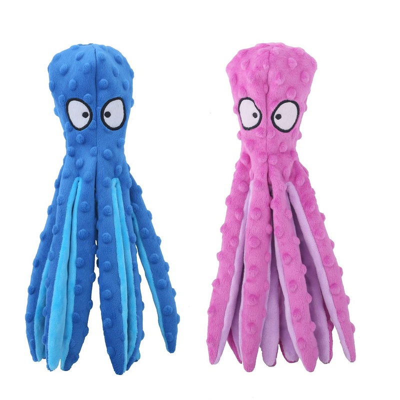 CPYOSN Octopus Dog Squeaky Toy, No Stuffing Crinkle Plush Dog Toy for Puppies, Durable Interactive Dog Chew Toy for Small and Medium Dogs (Purple+Blue) Purple+Blue