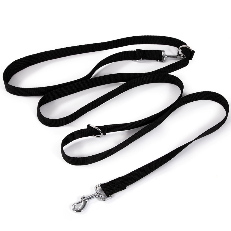 Dog Leash 3 Meters Adjustable Hands-Free Leash with 2 Carabiners Nylon Double Leash Training Lead & Lead for Large & Medium Small Dogs Black