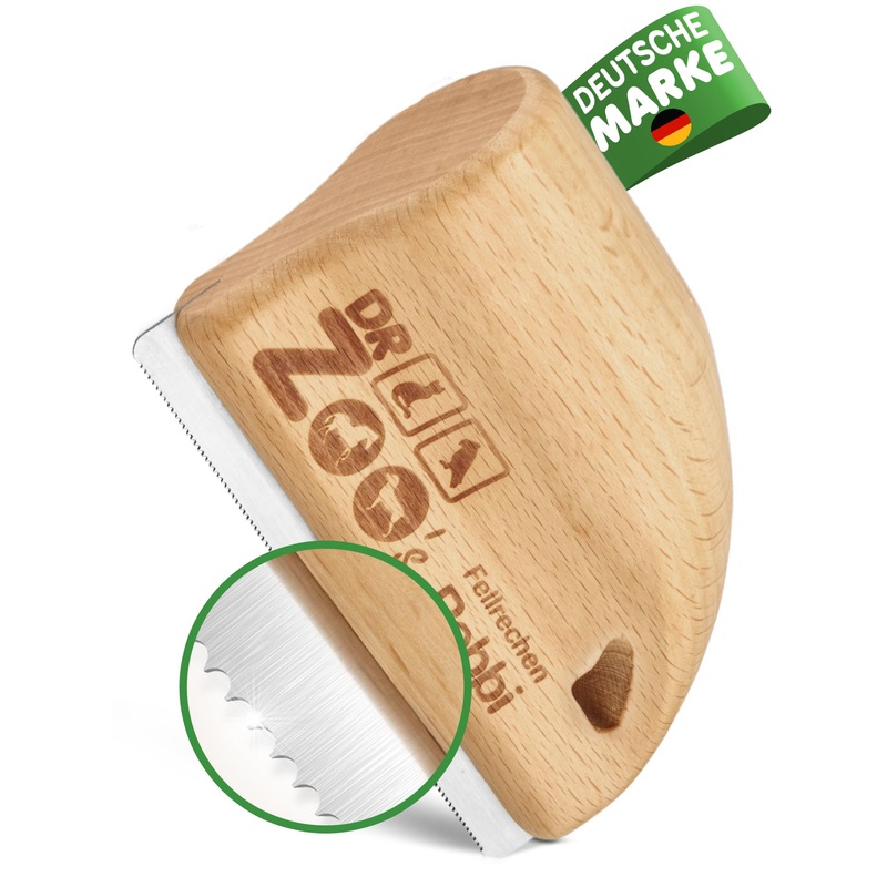 DR Zoo Robbi dog brush – short hair curry comb for removing top hair and undercoat from dogs – for small and large dogs. Wood for dogs
