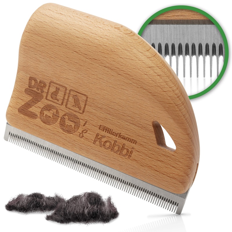 DR Zoo thinning comb Kobbi – the ideal dog brush for changing fur on long hair and undercoat – grooming for small, large and medium dogs
