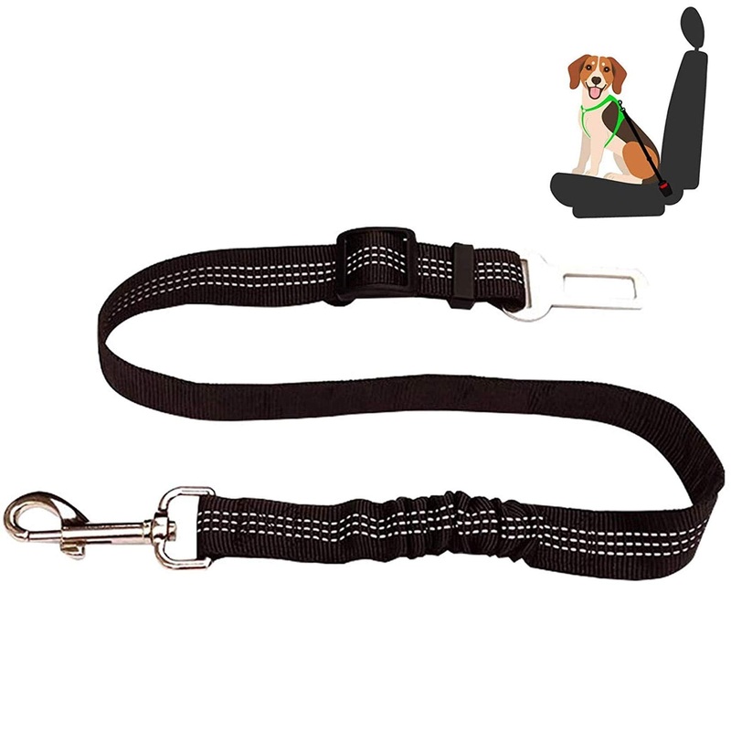 EasyULT dog seat belt, dog seat belt for the car, adjustable dog belt with elastic shock absorption and strong carabiners
