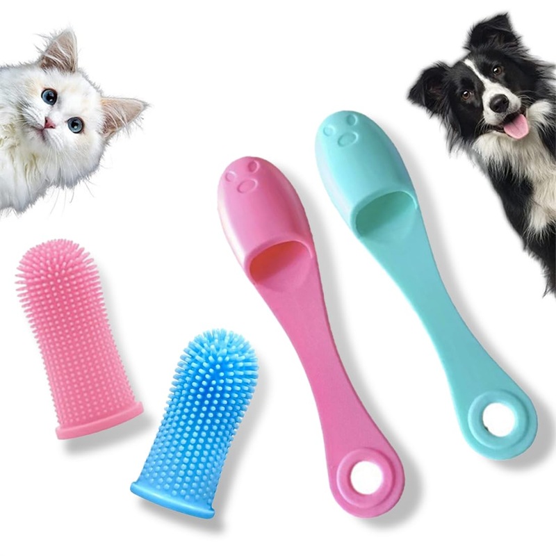 EODKSE Teeth cleaning for dogs – Dog toothbrush (4 pieces) – Especially for small dogs – Effective dental care against tartar and bad breath – Suitable for small, medium and large dogs,