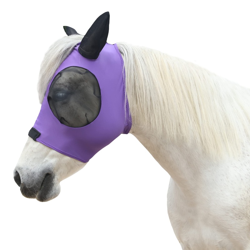 LEAFOREST Horse Mesh Fly Mask with Ears, Soft Lycra Mesh Mask Anti-UV with Ears Purple, Full Violet
