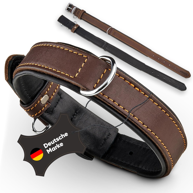 Michur Minimo dog collar leather, leather collar dog, collar, brown, leather, available in different sizes, neck circumference 24-30cm