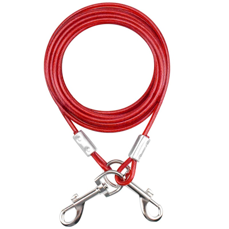 NATUCE 16.4ft (5M) Tie Out Cables for Dogs, Yard Leash for Dogs, Tie-Out Leashes for Dogs, Pet Tie Out Cables, Outdoor Camping Picnic Strong Pet Safety Rope (Red)