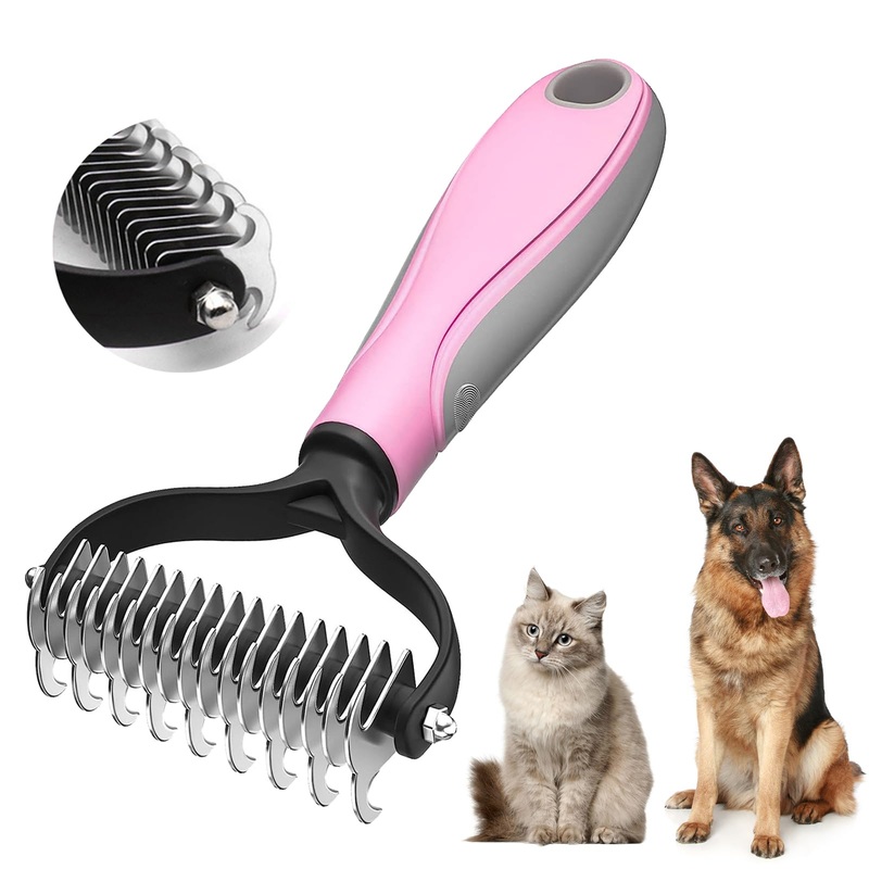 ORYIAH undercoat brush de-matting curry comb for dogs and cats with medium to long hair – undercoat comb removes undercoat & tangles | Thinning & Top Hair Protection Pink