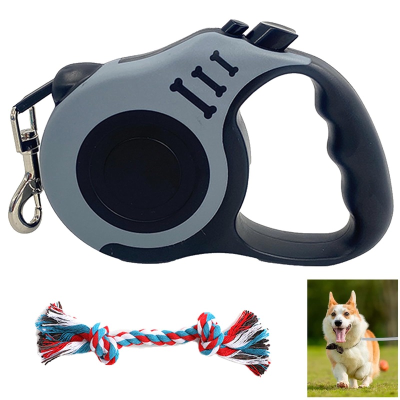 Pet retractable traction rope, telescopic dog leash, retractable dog traction rope, telescopic pet traction rope, retractable dog leash with non-slip handle, retractable dog leash automatic, adjustable grey