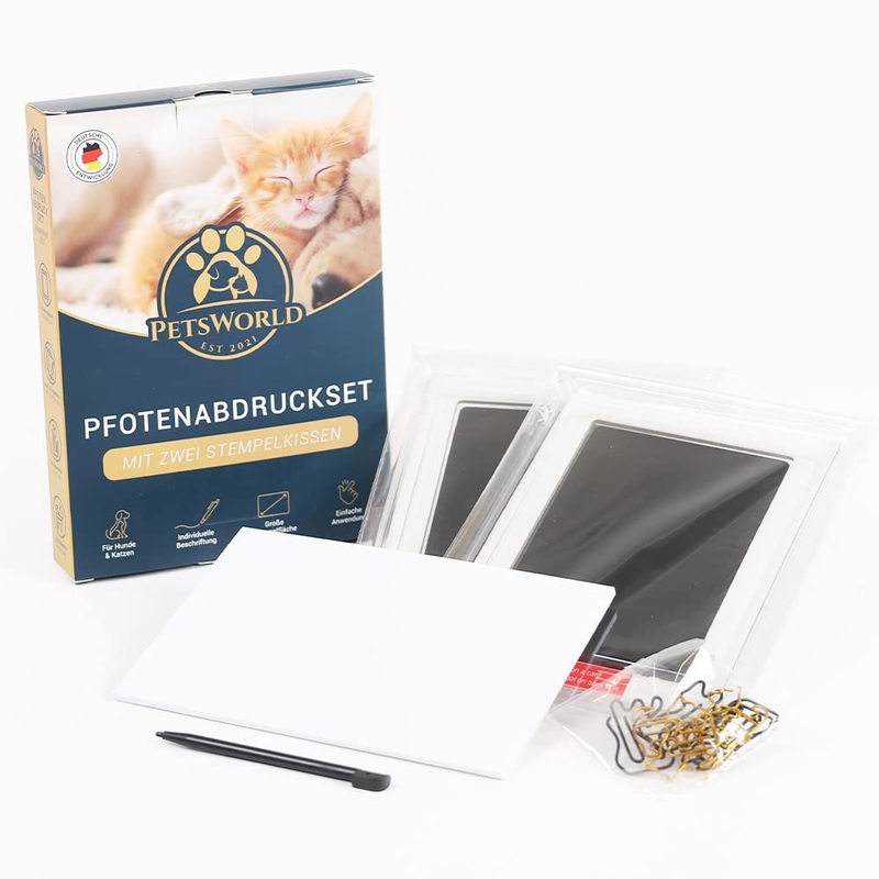 PETSWORLD Paw Print Set | Safe and clean for paws, feet and hands | Unforgettable prints of pets and babies | Includes pen and paper cards