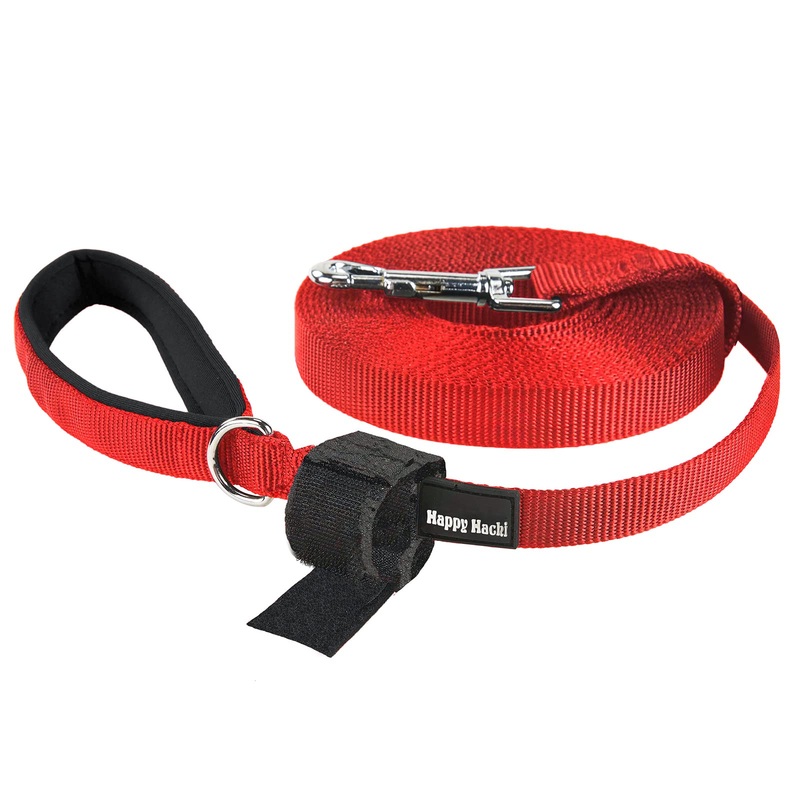 PETTOM drag leash for dogs, 6 m/10 m/15 m, robust dog leash – training leash with padded handle, training leash, cross-country ski leash, durable nylon training leash, red, 6 m