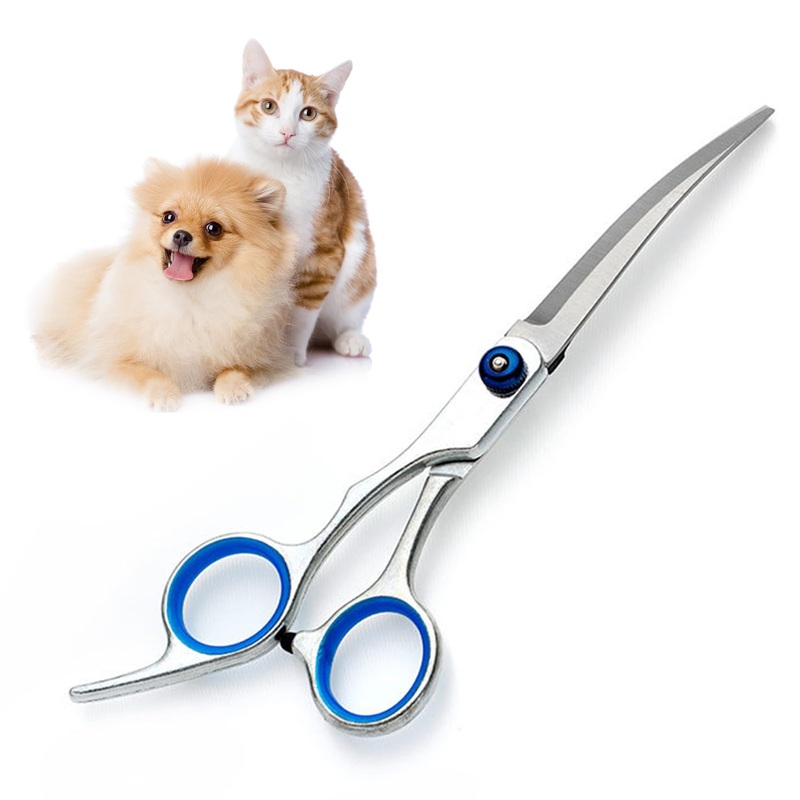 Punwey dog scissors, dog scissors, 6 inches, curved scissors, fur scissors, dog grooming scissors, stainless steel, fur grooming scissors, dog hair scissors for pets, dogs and cats