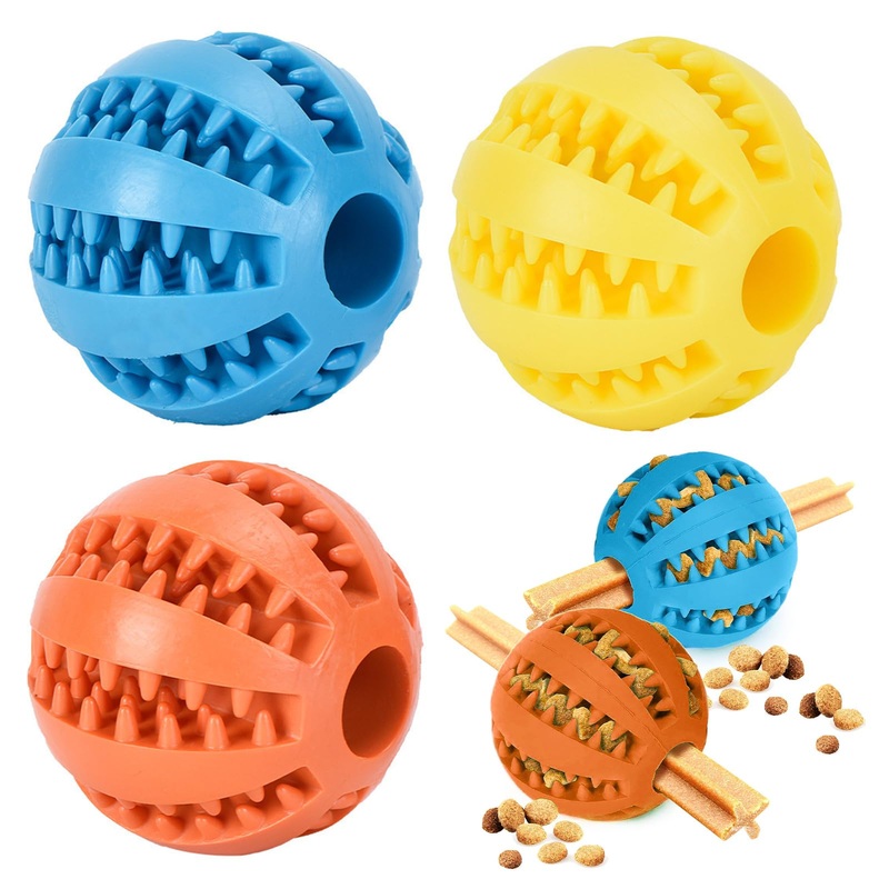 VMINOG Pack of 3 dog balls with dental care, function studs dog toy made of natural rubber, ball dog indestructible diameter 6 cm, dog ball robust for large and small dogs, chew toy made of natural rubber