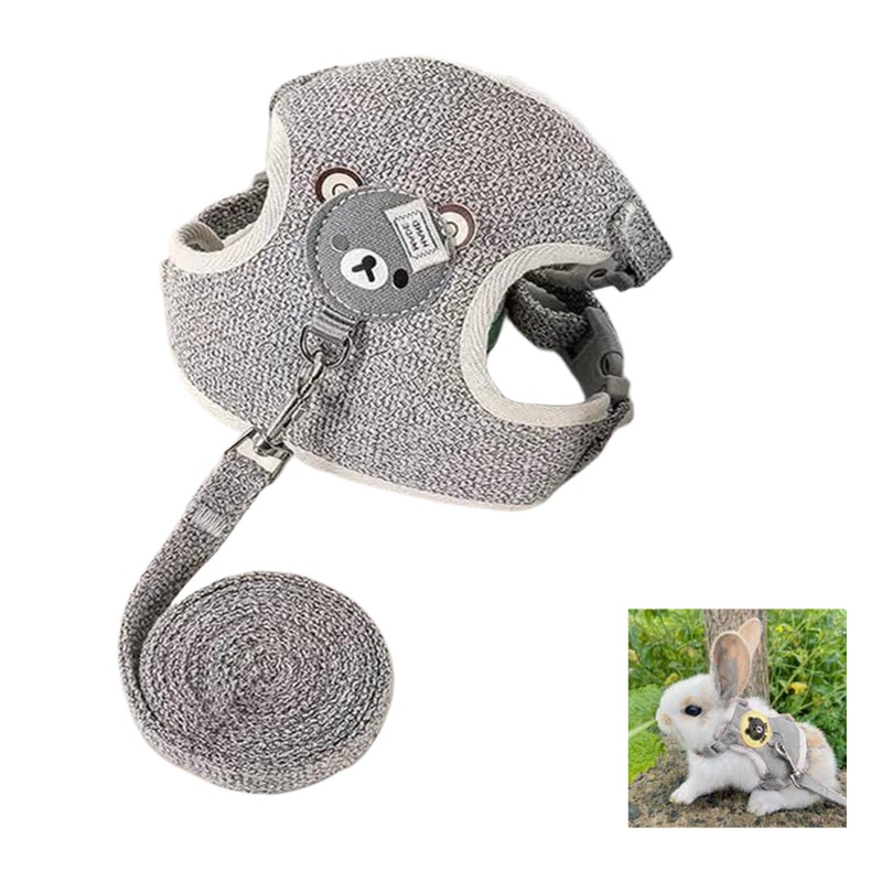 zingking 27-35 cm, 1.20 m adjustable rabbit leash, rabbit leash, rabbit accessories, cat harness set with leash, pet harness and leash for bunny cat little pet walking
