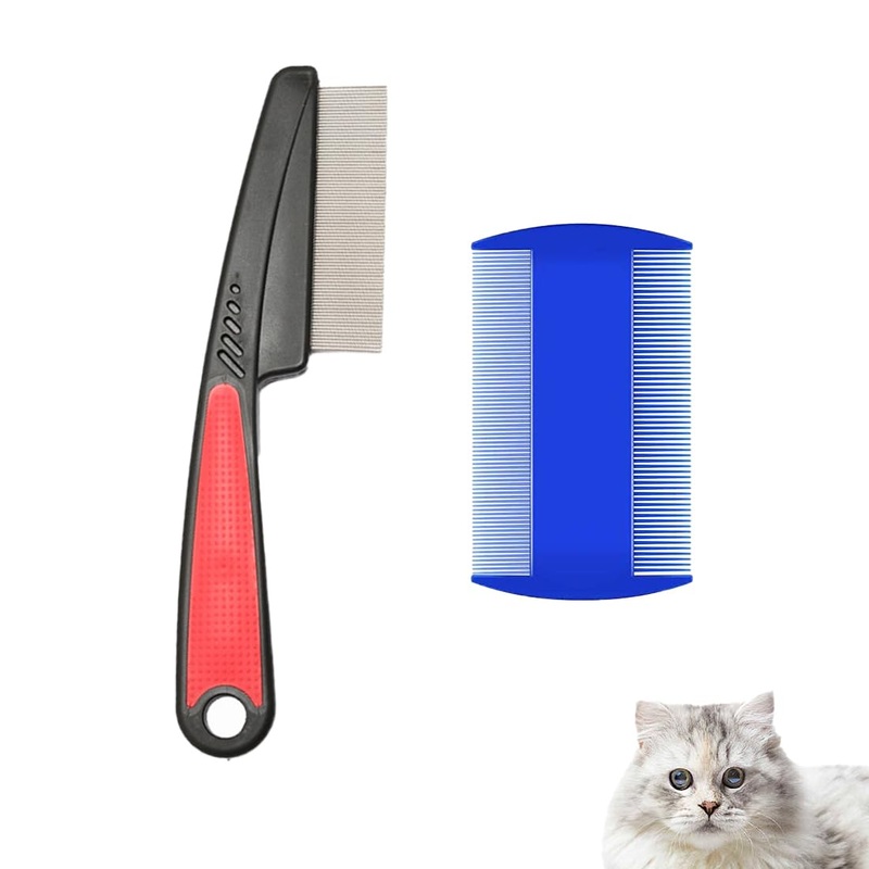 2 pieces flea comb, flea comb for cats and dogs, lice comb dust comb, lice comb dust comb for dogs cats, effective against fleas and lice, professional flea comb for dogs and cats