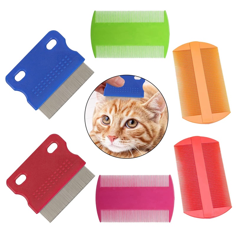 6 Pcs Flea Combs for Dogs Cats Hair Removal Massage Pet Combs for Removing Dandruff Hair Stains (Random Color)