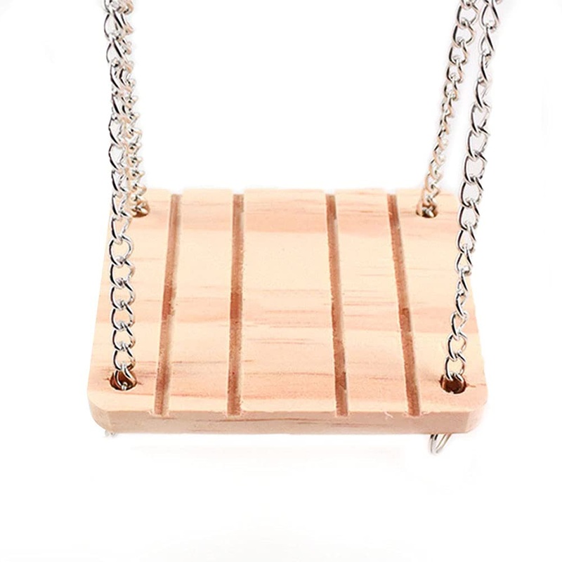 ANCLLO Wooden Hamster Swing Hanging Accessories for Squirrel Gerbils Mice Rats