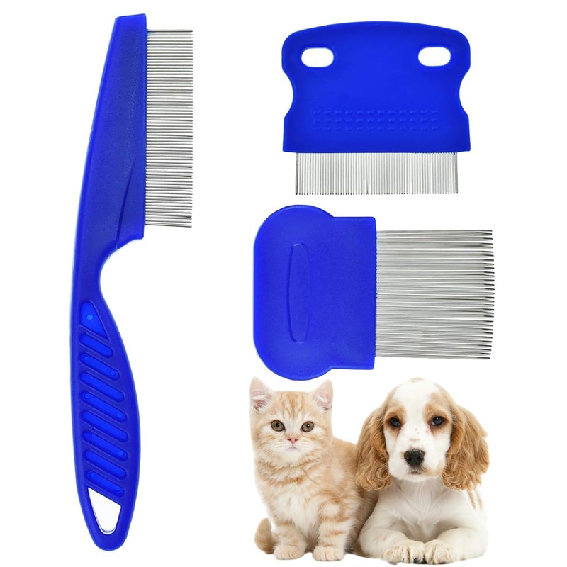 ASYKNM Professional flea comb for cats and dogs – set of 3 – effective control of fleas and lice – also suitable as a dust comb