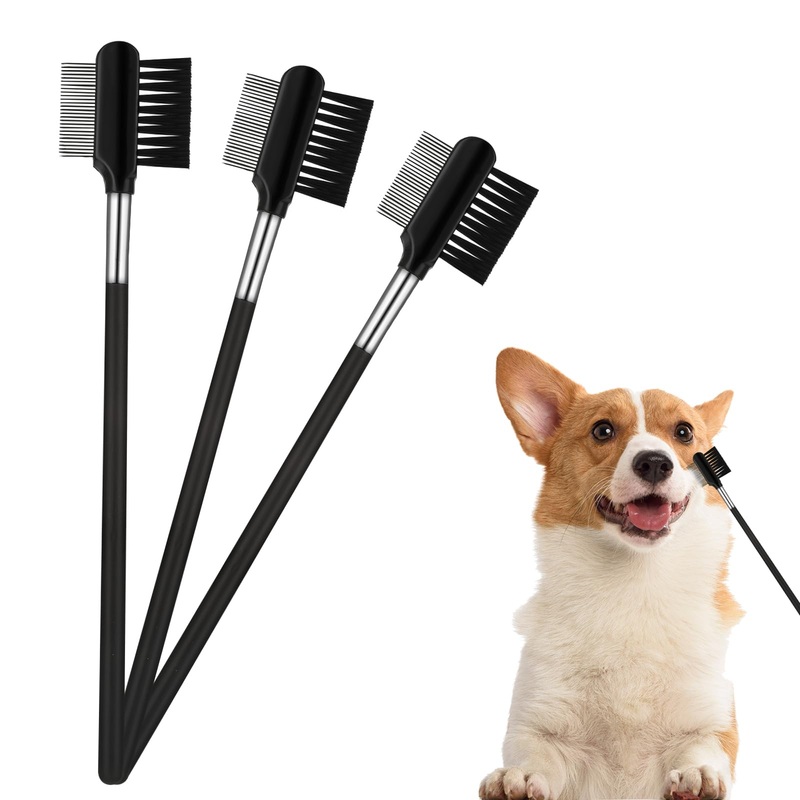 Bremorou Tear Stain Removal Comb, Pack of 3 Flea Comb Dog Tear Stain Remover Comb Flea Comb for Cats Double-Sided Dog Eye Comb for Pet Cats Dogs for Removing Crust and Mucus
