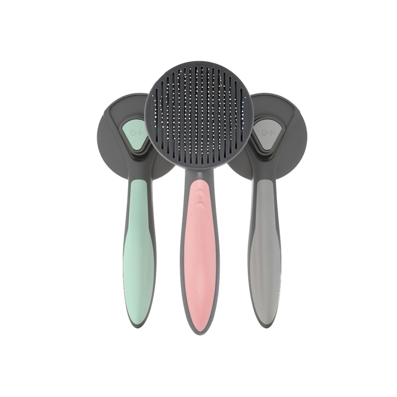 Cat brush, dog brush, pet brush for cats and dogs with short, medium and long hair, self-cleaning at the touch of a button, washable, cat comb, very robust (green) green