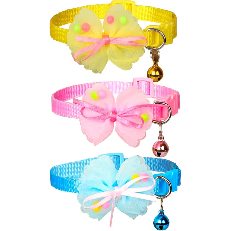 Cat Collar Pack of 3 Cat Collars with Safety Clasp Cat Collars Cat Collar Adjustable 19-32 cm Cat Collar Cute Kitten Collars for Pets Cats and Puppies