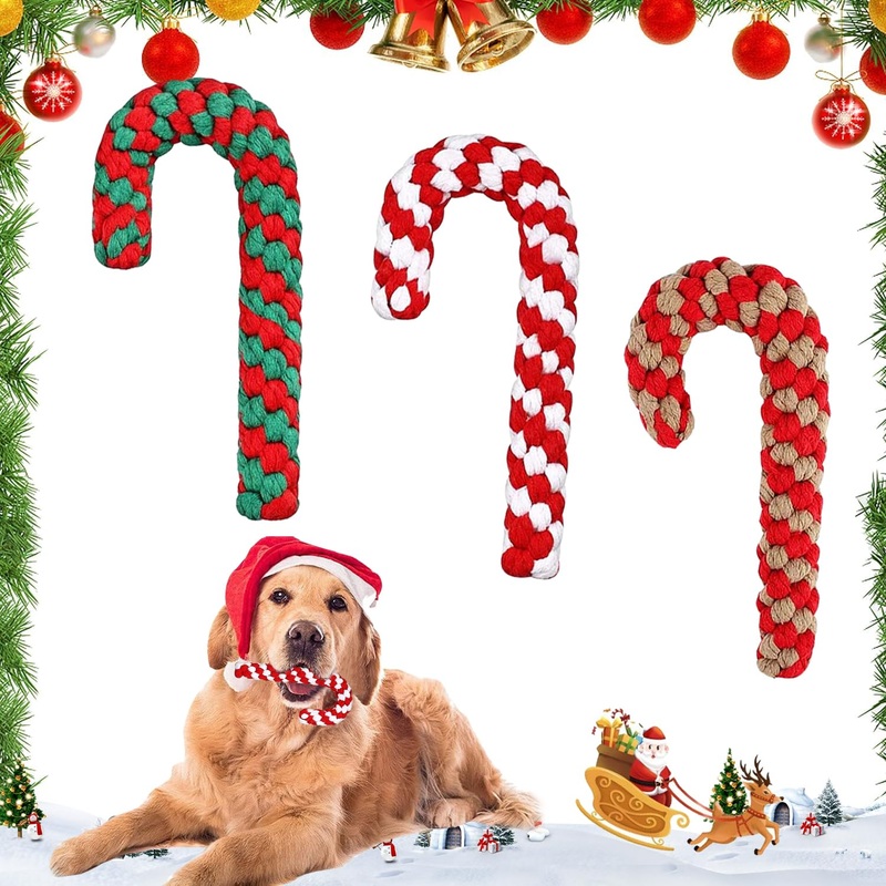 Christmas dog toy, Christmas candy cane rope, dog toy candy cane, dog toy rope, dog chew toy, Christmas gift dog toy for small dogs