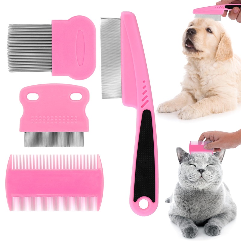 Cobee Dog Flea Lice Comb, Dog Cat Grooming Comb Pet Tear Stain Remover Combs Fine Tooth Care Removal Tool (Pack of 5)