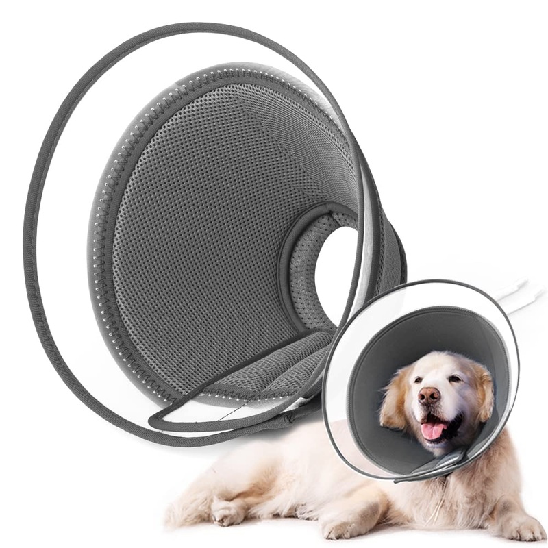 Collar Dog Leak Protection, Soft Protective Collar Cone Collars Adjustable Recovery Collar, Breathable Pet Elizabethan Dog Collar, Leak Protection Dog (S, Gray) S