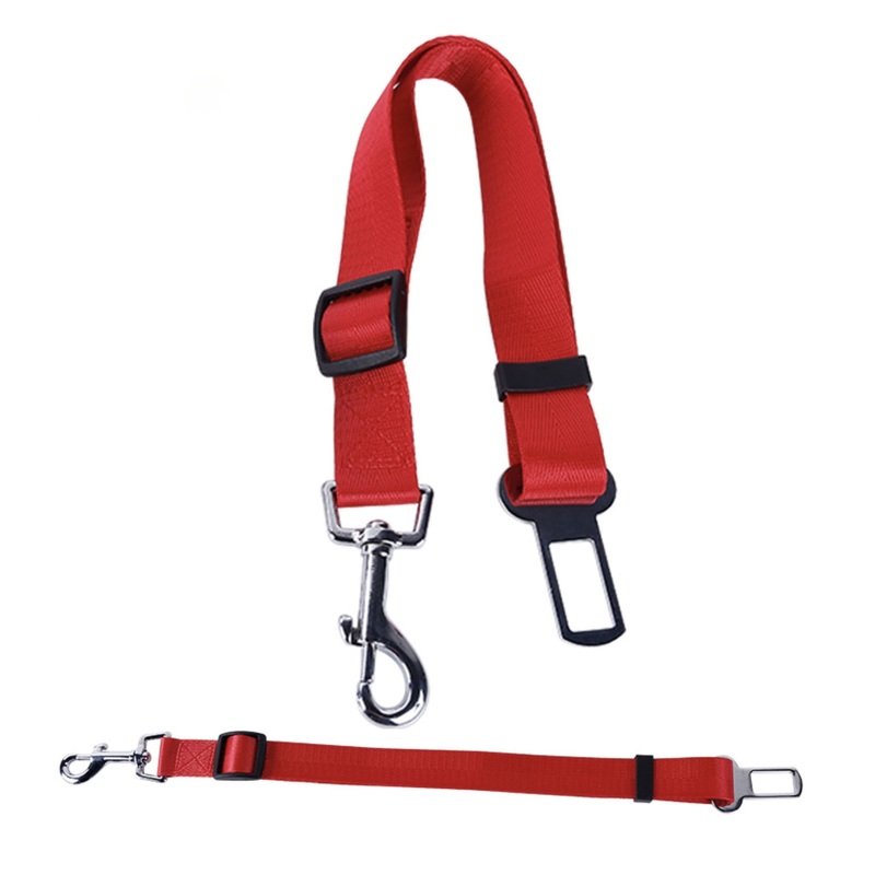 Diawell Dog Leash for Car Seat Belt Dogs Transport Cat Leash Car Belt Adapter Red