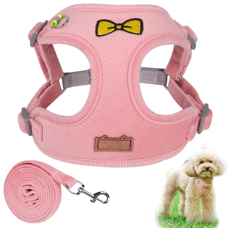 Dog harness without pull, dog harness with dog leash, reflective dog harness for dogs without choking, soft, breathable, adjustable reflective dog harness, for small dogs, pets, puppies (L)
